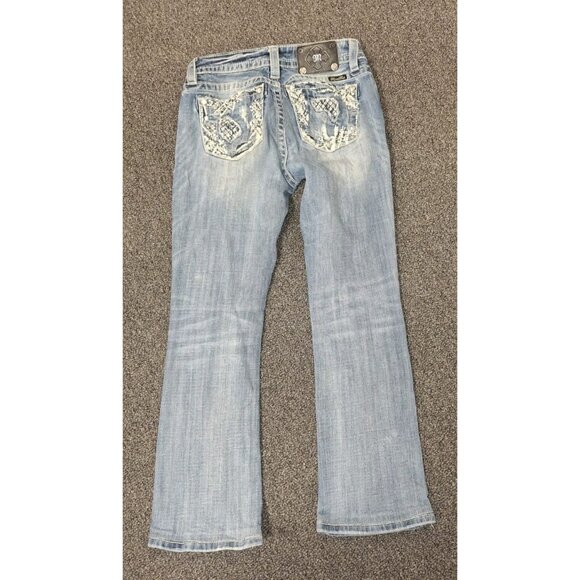 Miss Me Jeans JP8160B Womens Sz 27x34 Bootcut Embellished Snake Print Pocket Den - Picture 3 of 5